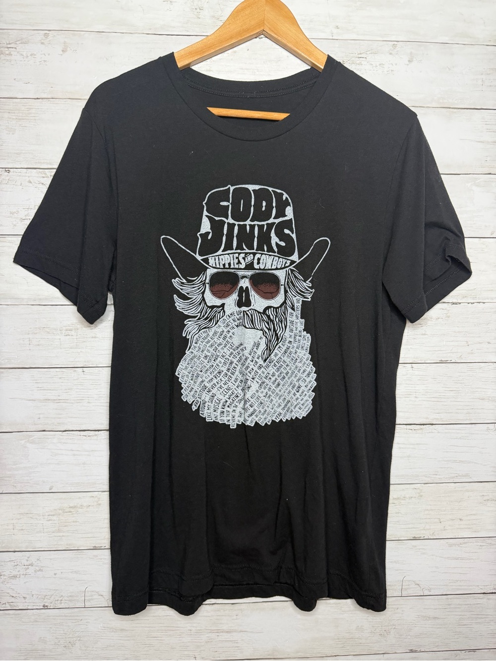 Cody Jinks Hippies And Cowboys Lyric Bearded Skull T-shirt Medium